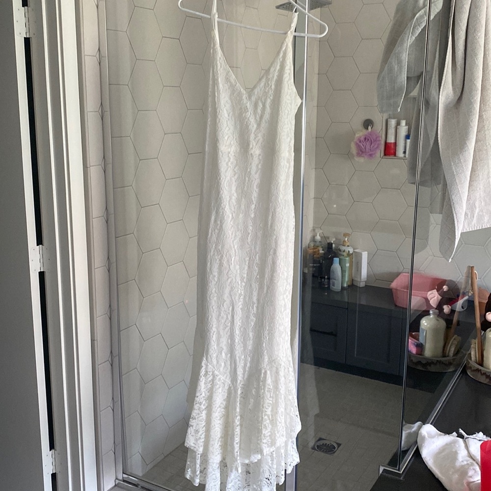 White mermaid style lace dress